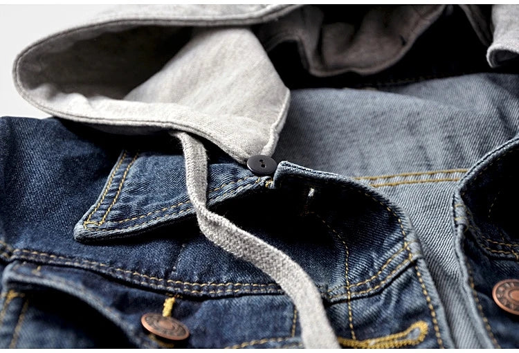 Women's Korean Fashion Long Sleeve Jean Jacket Slim Hooded Short Denim Jacket Woman Coat