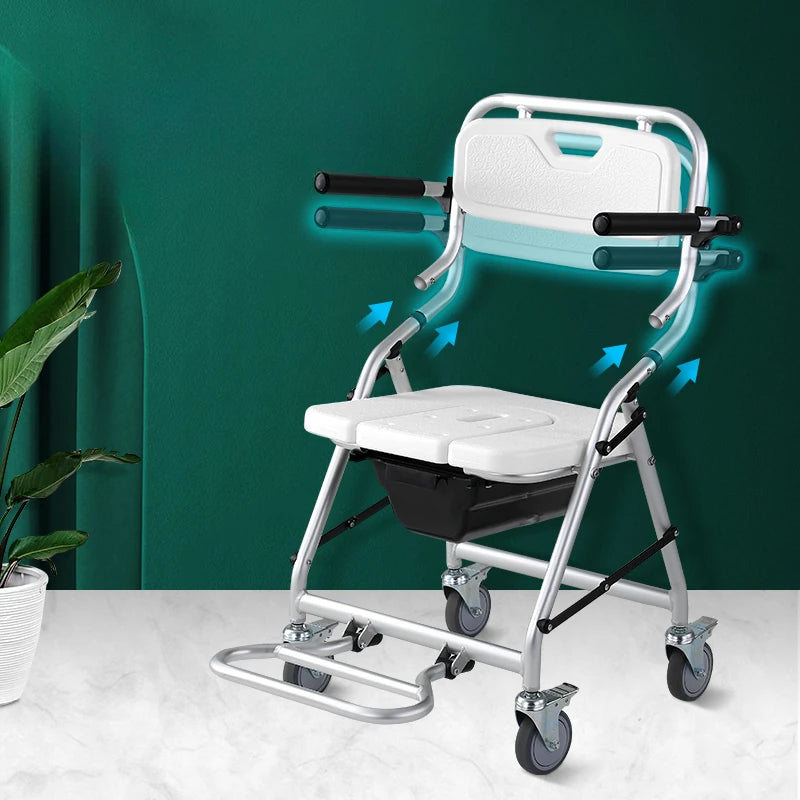 Senior Furniture Folding Hand Brake Trolleys Handle Stool Light Weight Seat Adjustable Luggage Trolley Stainless Steel Chair