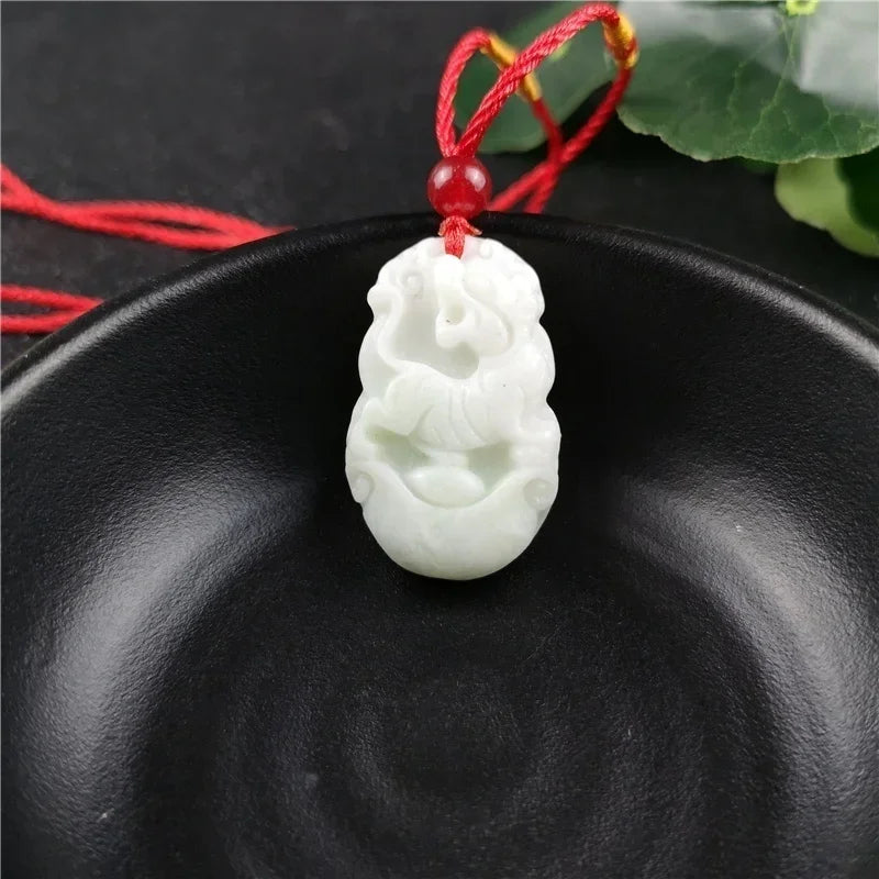Chinese Zodiac Carved Jade Pendant Necklace Charm Jewellery Fashion Women Accessories Lucky Amulet Gifts