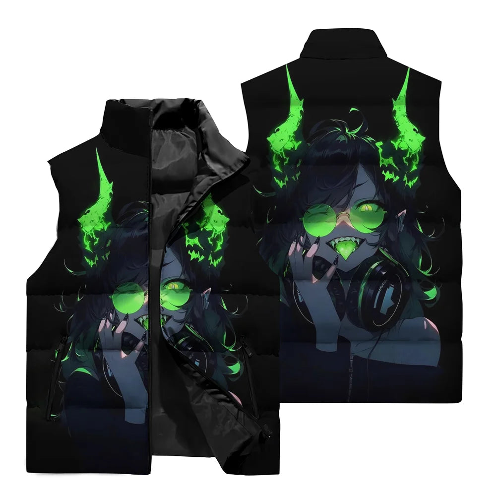 Jinx Anime Printed Pattern 3d Vest Winter New Men's Vest Jacket Street Fashion Clothing Slim Style Fabric Soft Men's Clothing