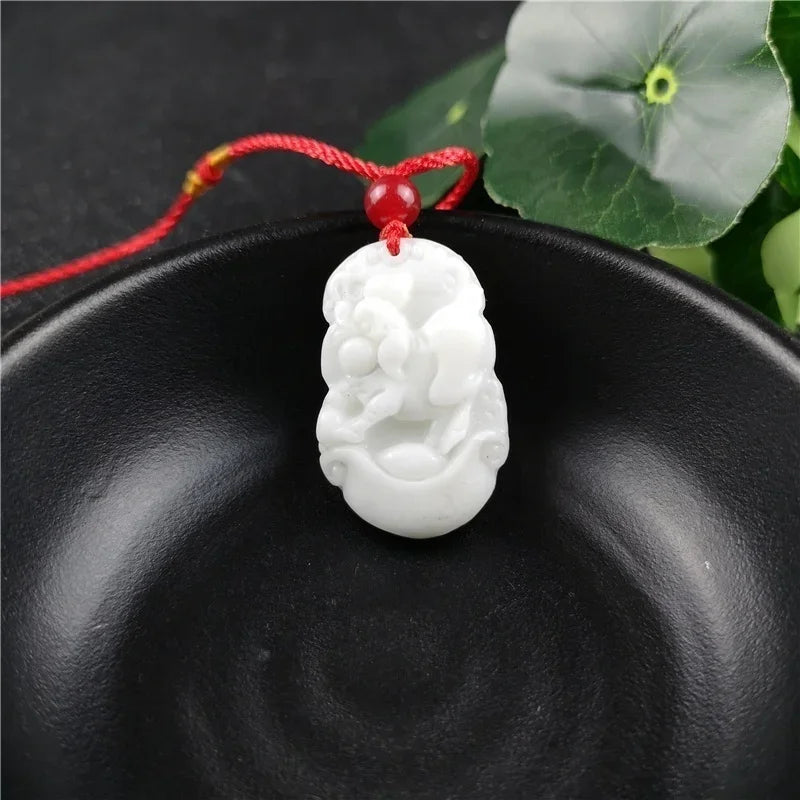 Chinese Zodiac Carved Jade Pendant Necklace Charm Jewellery Fashion Women Accessories Lucky Amulet Gifts