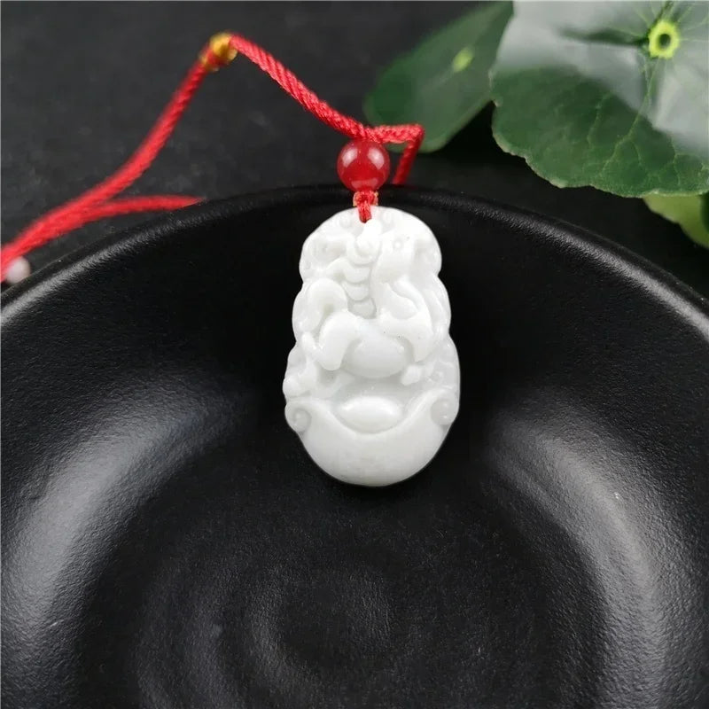 Chinese Zodiac Carved Jade Pendant Necklace Charm Jewellery Fashion Women Accessories Lucky Amulet Gifts