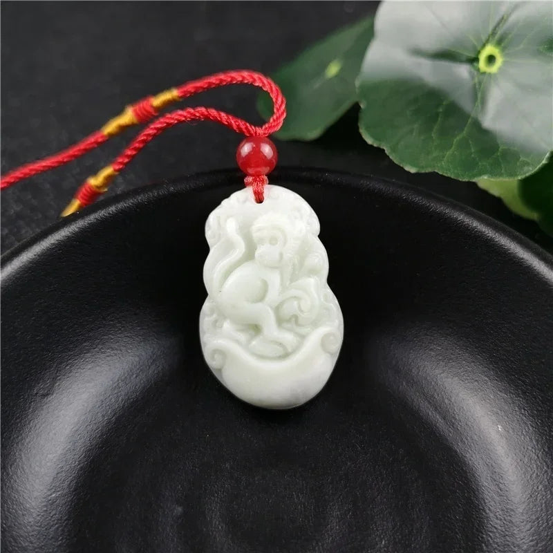 Chinese Zodiac Carved Jade Pendant Necklace Charm Jewellery Fashion Women Accessories Lucky Amulet Gifts