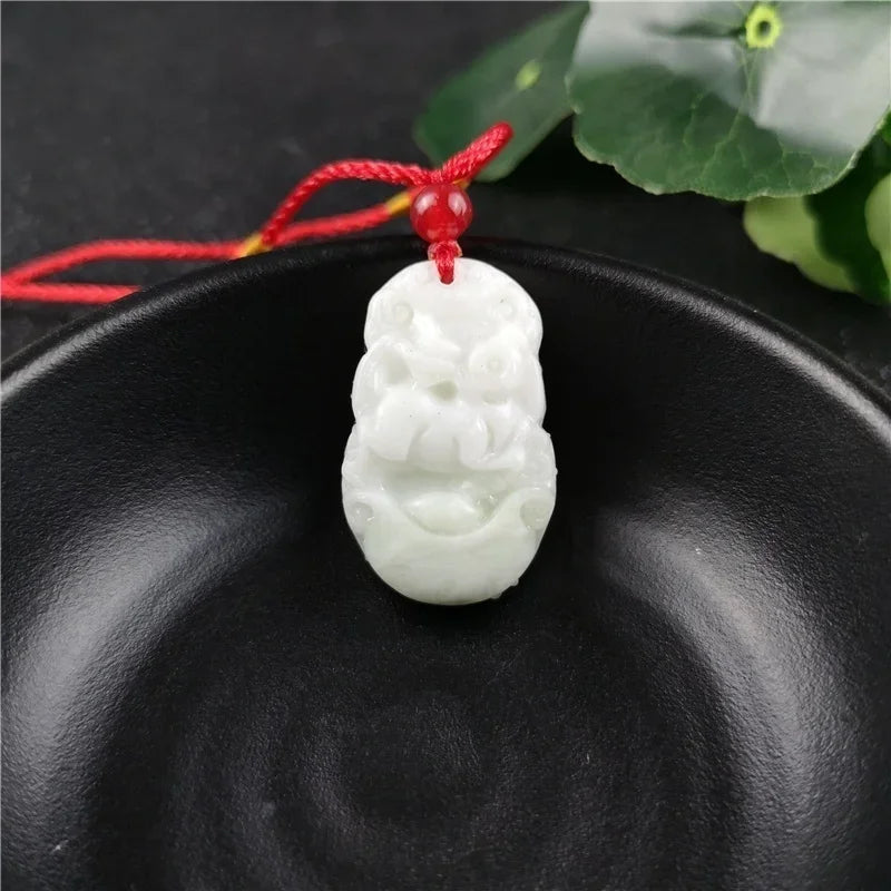 Chinese Zodiac Carved Jade Pendant Necklace Charm Jewellery Fashion Women Accessories Lucky Amulet Gifts