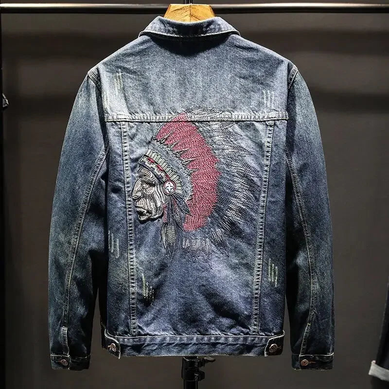 Trendy With Embroidery Autumn Male Jean Coats Designer Y2k Clothing Cheap Price Stylish Cowgirl Aesthetic Low Men's Denim Jacket