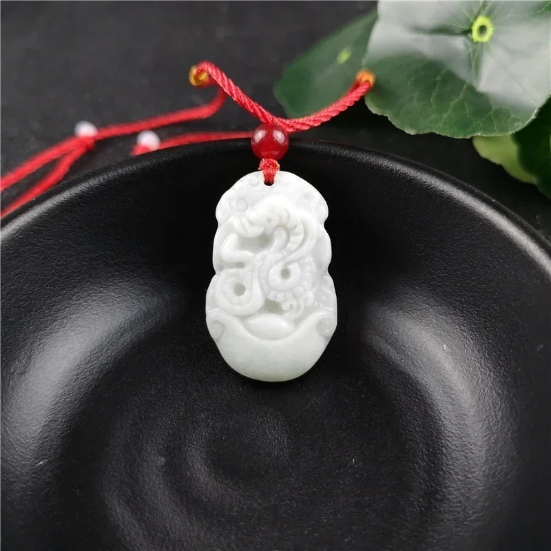 Chinese Zodiac Carved Jade Pendant Necklace Charm Jewellery Fashion Women Accessories Lucky Amulet Gifts