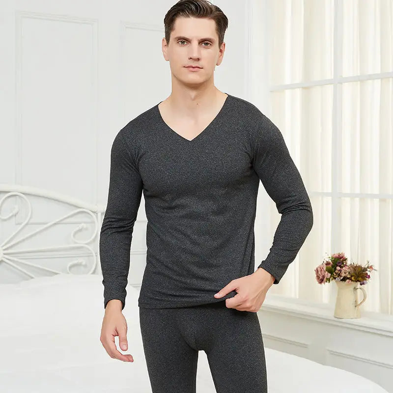 Men's Thermal Underwear Set Velvet Mid-thick Winter Warm Long Johns Shirts & Tops Bottom Suit Outdoor Sports Base Layer