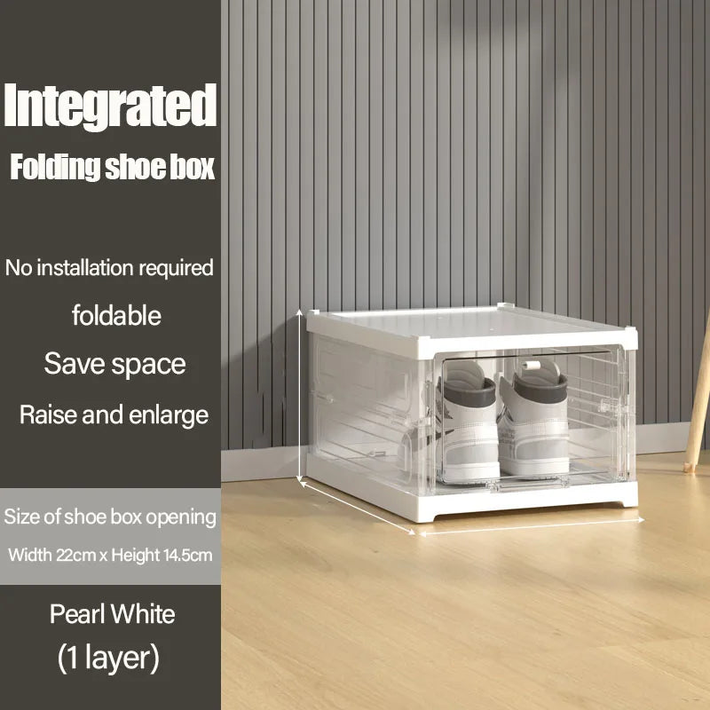 1PC 1-layer folding shoe box with flip cover, available in four colors, saving space - suitable for living room, bedside, etc