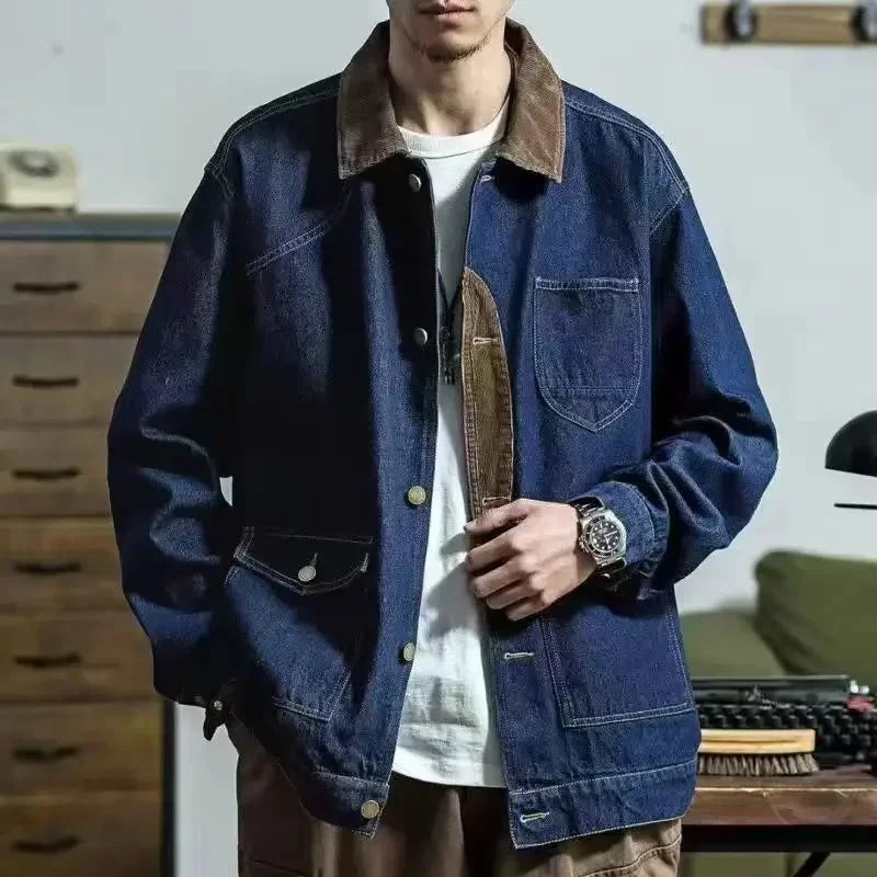 Men's Denim Jacket Loose Male Jean Coats New In Vintage Korean Popular Clothes Trendy Aesthetic Winter Outerwear Low Cost Y2k
