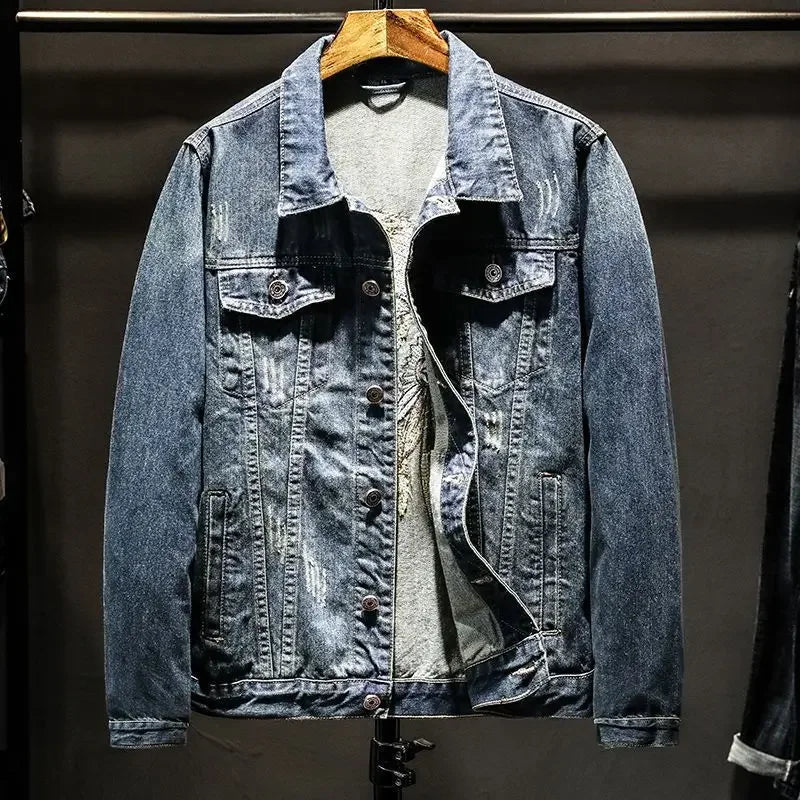 Trendy With Embroidery Autumn Male Jean Coats Designer Y2k Clothing Cheap Price Stylish Cowgirl Aesthetic Low Men's Denim Jacket