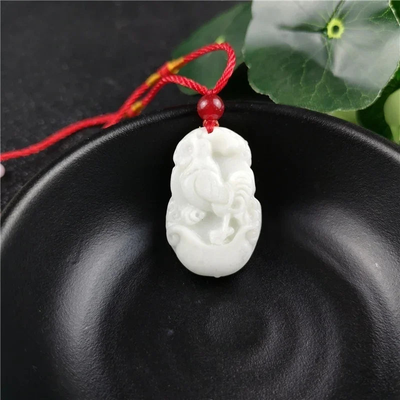 Chinese Zodiac Carved Jade Pendant Necklace Charm Jewellery Fashion Women Accessories Lucky Amulet Gifts