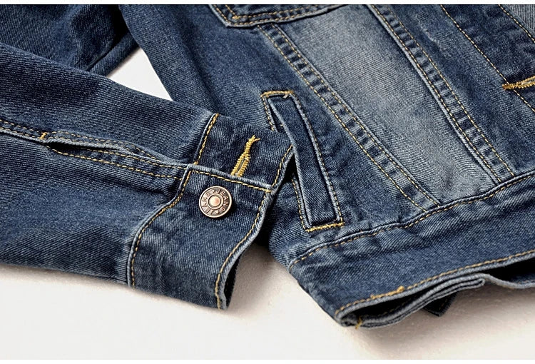 Women's Korean Fashion Long Sleeve Jean Jacket Slim Hooded Short Denim Jacket Woman Coat