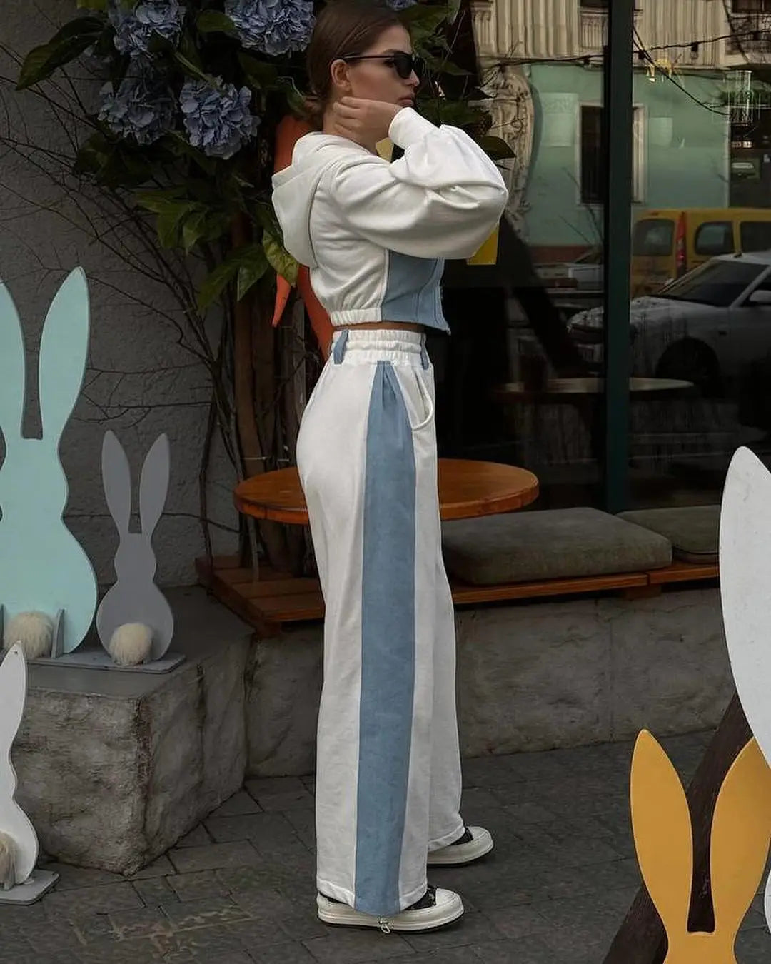 2024 Autumn and Winter New Casual Contrasting Color Suit Long Sleeve Hoodie Sports 2 Sets of Pants Suit Women's Clothing