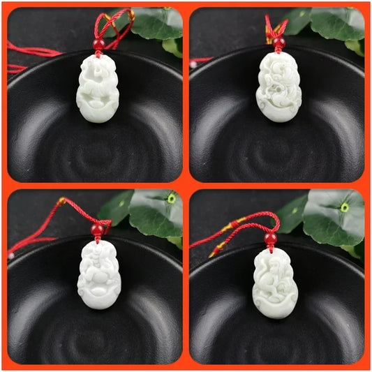 Chinese Zodiac Carved Jade Pendant Necklace Charm Jewellery Fashion  Women  Accessories Lucky Amulet Gifts