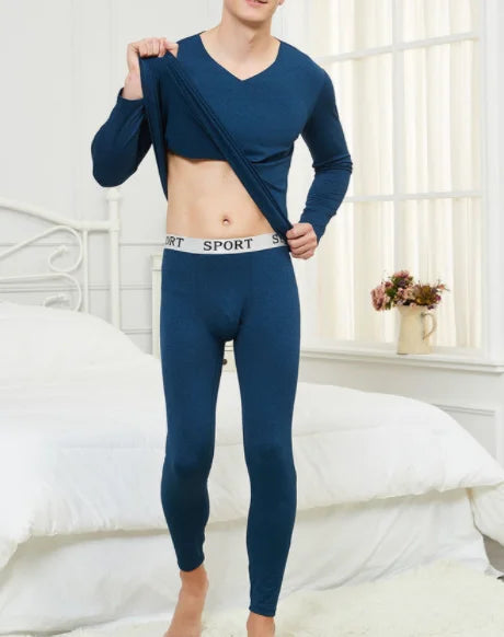 Men's Thermal Underwear Set Velvet Mid-thick Winter Warm Long Johns Shirts & Tops Bottom Suit Outdoor Sports Base Layer