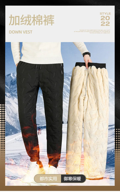 Lamb Plush Cotton Jacket and Winter Pants for Men Plush and Thickened Two-piece Warm Set Cross-border Large Size Coat and Pants