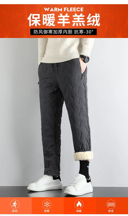 Lamb Plush Cotton Jacket and Winter Pants for Men Plush and Thickened Two-piece Warm Set Cross-border Large Size Coat and Pants