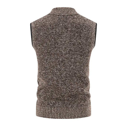 Men Wool Sweaters Vest 2024 Autumn Winter Fleece Warm Casual Zipper Cashmere Sleeveless Solid Knitted Sweater Veste Men Clothes