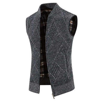Men Wool Sweaters Vest 2024 Autumn Winter Fleece Warm Casual Zipper Cashmere Sleeveless Solid Knitted Sweater Veste Men Clothes