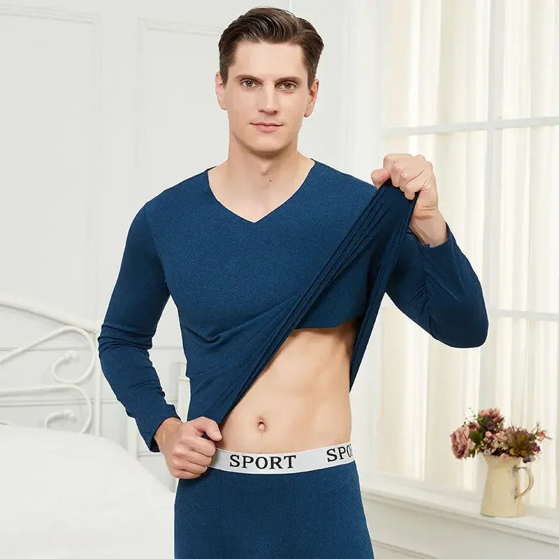 Men's Thermal Underwear Set Velvet Mid-thick Winter Warm Long Johns Shirts & Tops Bottom Suit Outdoor Sports Base Layer