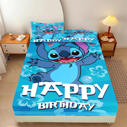 Stitch  Fitted Sheet Suitable For Children And Adults Home Decor Bedding Set Bed Cover Full 2/3-Piece Set Cute