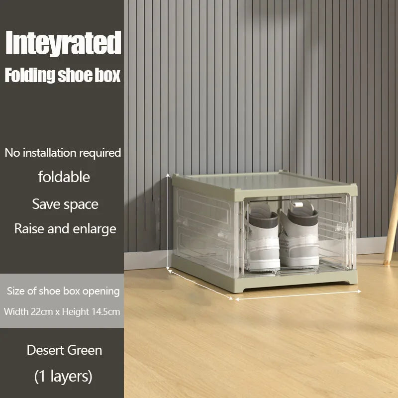 1PC 1-layer folding shoe box with flip cover, available in four colors, saving space - suitable for living room, bedside, etc