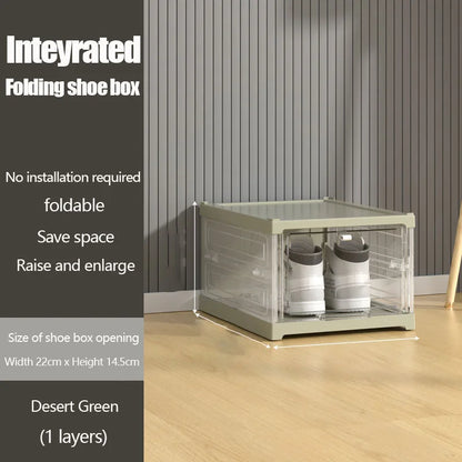 1PC 1-layer folding shoe box with flip cover, available in four colors, saving space - suitable for living room, bedside, etc