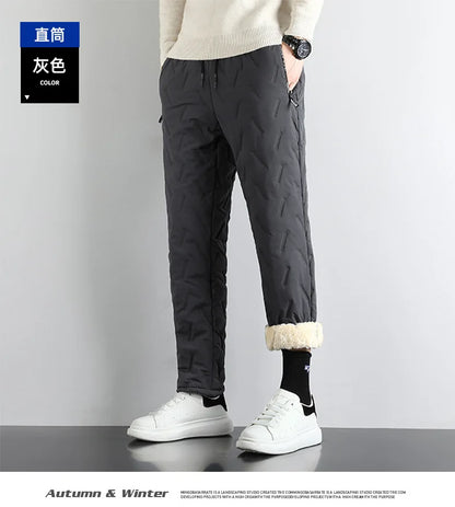 Lamb Plush Cotton Jacket and Winter Pants for Men Plush and Thickened Two-piece Warm Set Cross-border Large Size Coat and Pants
