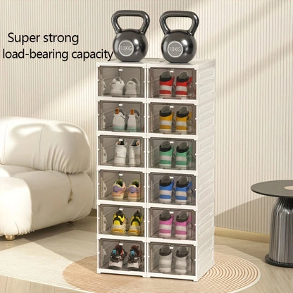 1PC 1-layer folding shoe box with flip cover, available in four colors, saving space - suitable for living room, bedside, etc