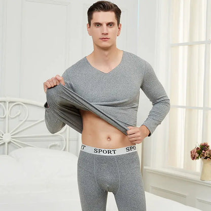 Men's Thermal Underwear Set Velvet Mid-thick Winter Warm Long Johns Shirts & Tops Bottom Suit Outdoor Sports Base Layer