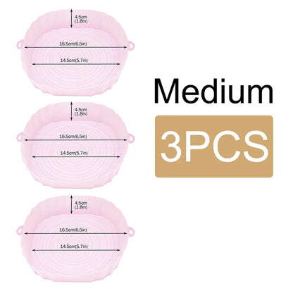 1/2/3PCS Reusable Air Fryer Silicone Pot Oven Baking Tray Airfryer Silicone Basket Pizza Fried Chicken Grill Pan Mat for Kitchen