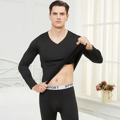 Men's Thermal Underwear Set Velvet Mid-thick Winter Warm Long Johns Shirts & Tops Bottom Suit Outdoor Sports Base Layer