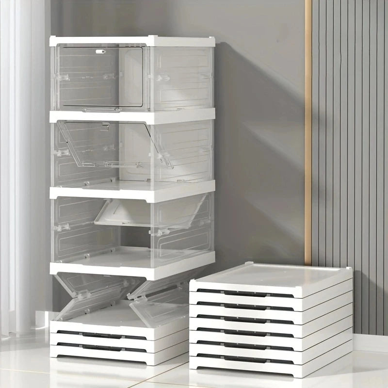 1PC 1-layer folding shoe box with flip cover, available in four colors, saving space - suitable for living room, bedside, etc