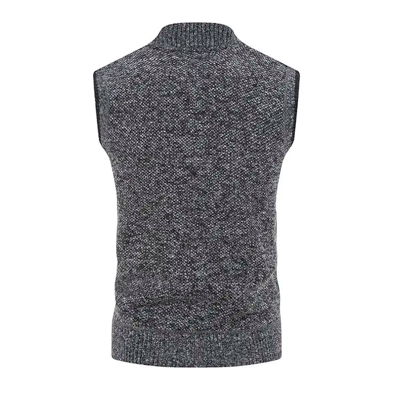 Men Wool Sweaters Vest 2024 Autumn Winter Fleece Warm Casual Zipper Cashmere Sleeveless Solid Knitted Sweater Veste Men Clothes