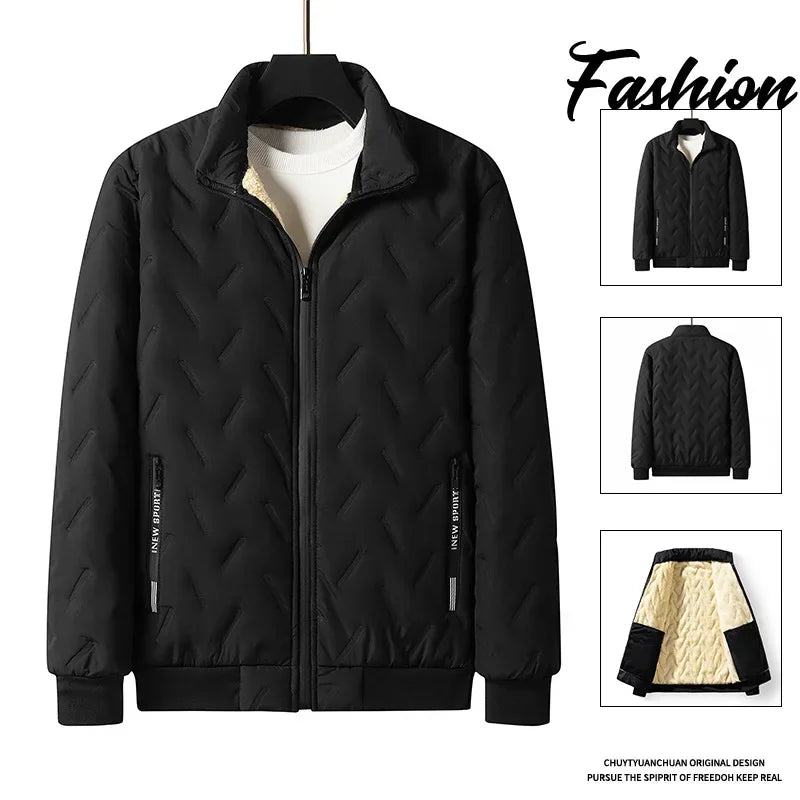 Lamb Plush Cotton Jacket and Winter Pants for Men Plush and Thickened Two-piece Warm Set Cross-border Large Size Coat and Pants