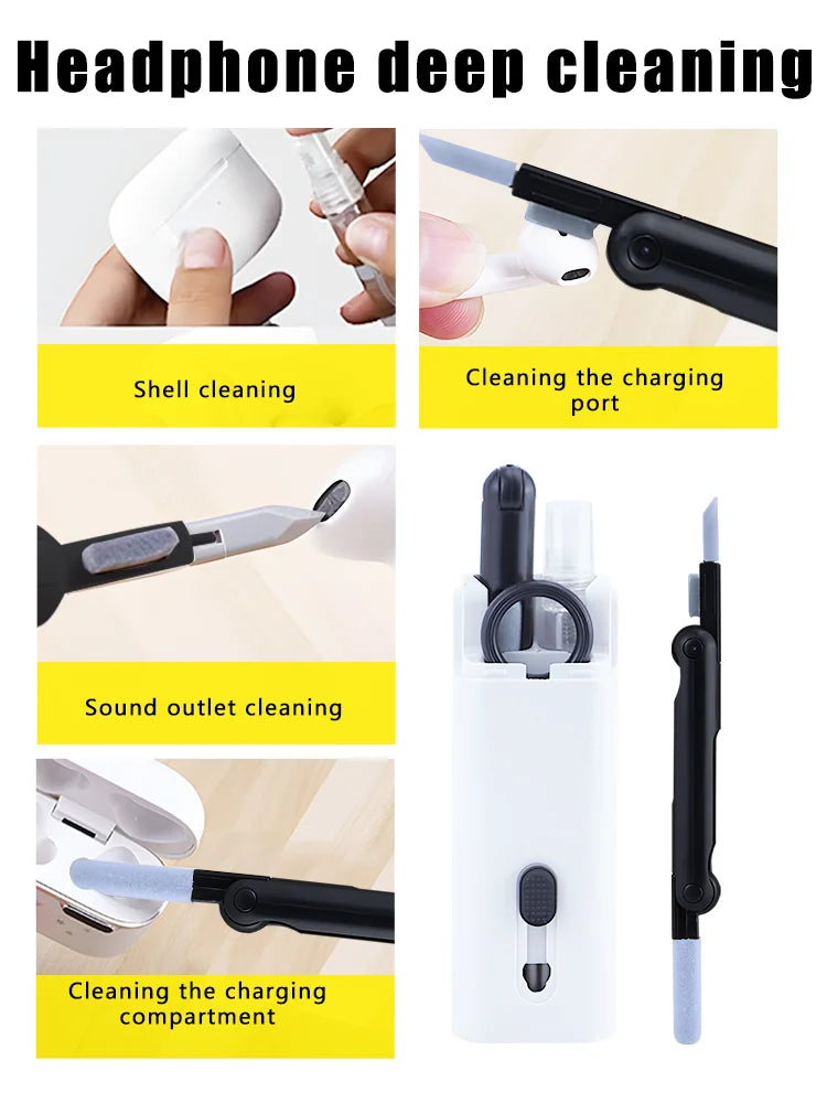 7-in-1 Computer Keyboard Cleaner Brush Electronics Cleaning Kits Earphone Cleaning Pen Laptop Screen Cleaning Tool Keycap Puller
