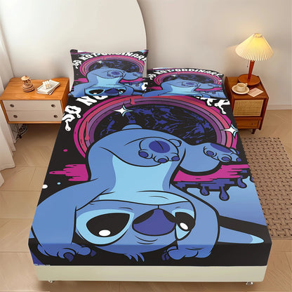 Stitch  Fitted Sheet Suitable For Children And Adults Home Decor Bedding Set Bed Cover Full 2/3-Piece Set Cute