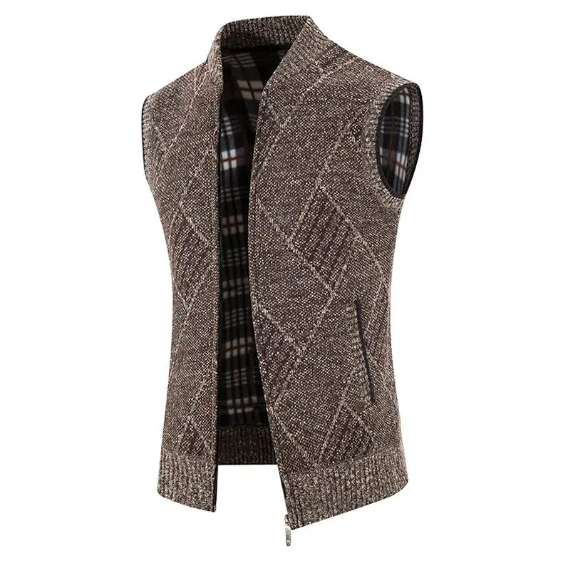 Men Wool Sweaters Vest 2024 Autumn Winter Fleece Warm Casual Zipper Cashmere Sleeveless Solid Knitted Sweater Veste Men Clothes