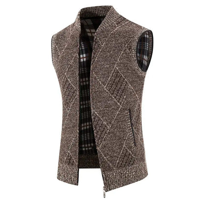 Men Wool Sweaters Vest 2024 Autumn Winter Fleece Warm Casual Zipper Cashmere Sleeveless Solid Knitted Sweater Veste Men Clothes