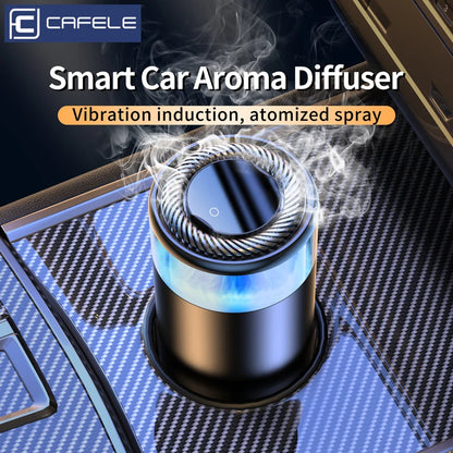 CAFELE Smart Car Air Freshener Diffuse Aromatherapy By Ultrasonic Atomization Auto On/Off Built-in Battery Long Lasting Fresh