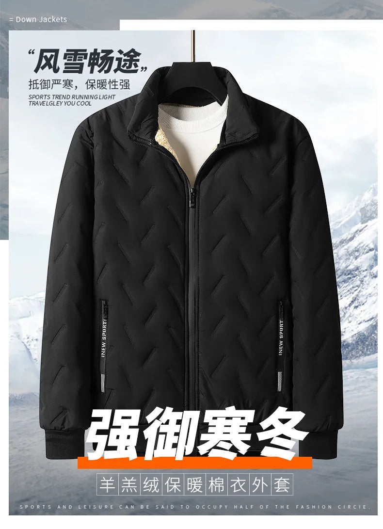 Lamb Plush Cotton Jacket and Winter Pants for Men Plush and Thickened Two-piece Warm Set Cross-border Large Size Coat and Pants