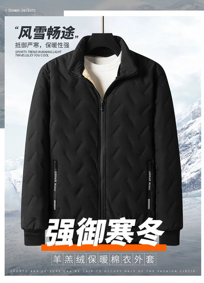 Lamb Plush Cotton Jacket and Winter Pants for Men Plush and Thickened Two-piece Warm Set Cross-border Large Size Coat and Pants
