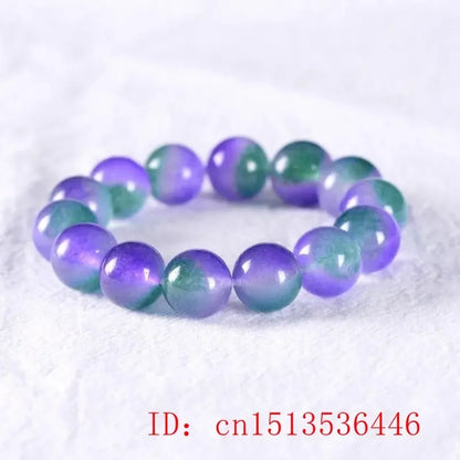 Retro Natural Green Jade Dongling Flower 8-12mm Elastic Bracelet Charm Jewellery Fashion Hand Knitted Amulet Gifts Women Bangle
