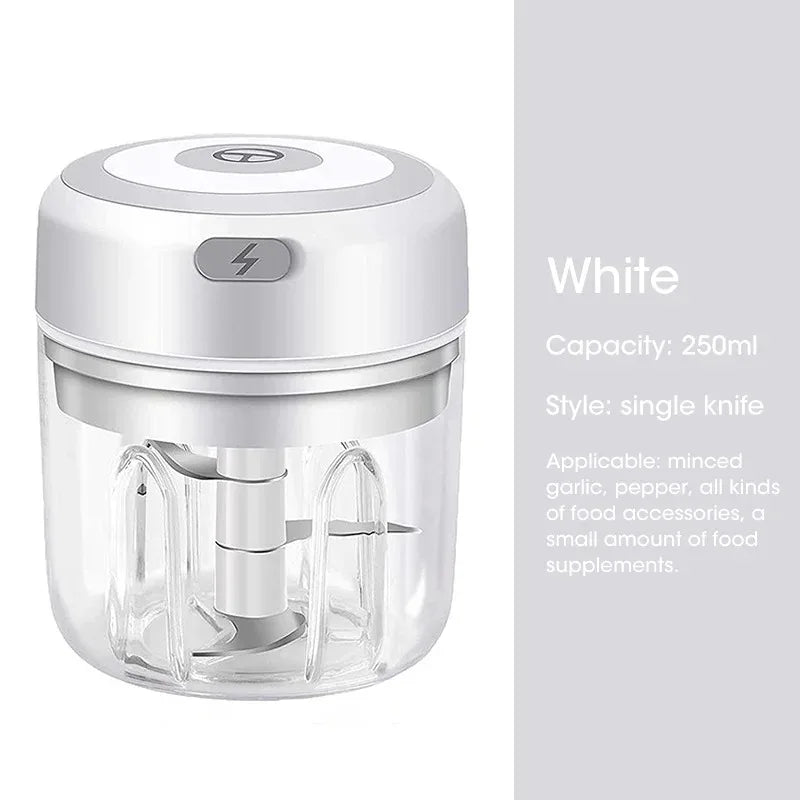 100ML/250ML Mini Electric Garlic Chopper USB Meat Grinder Garlic Masher Machine Sturdy Durable Crushed Ginger Vegetable Crusher