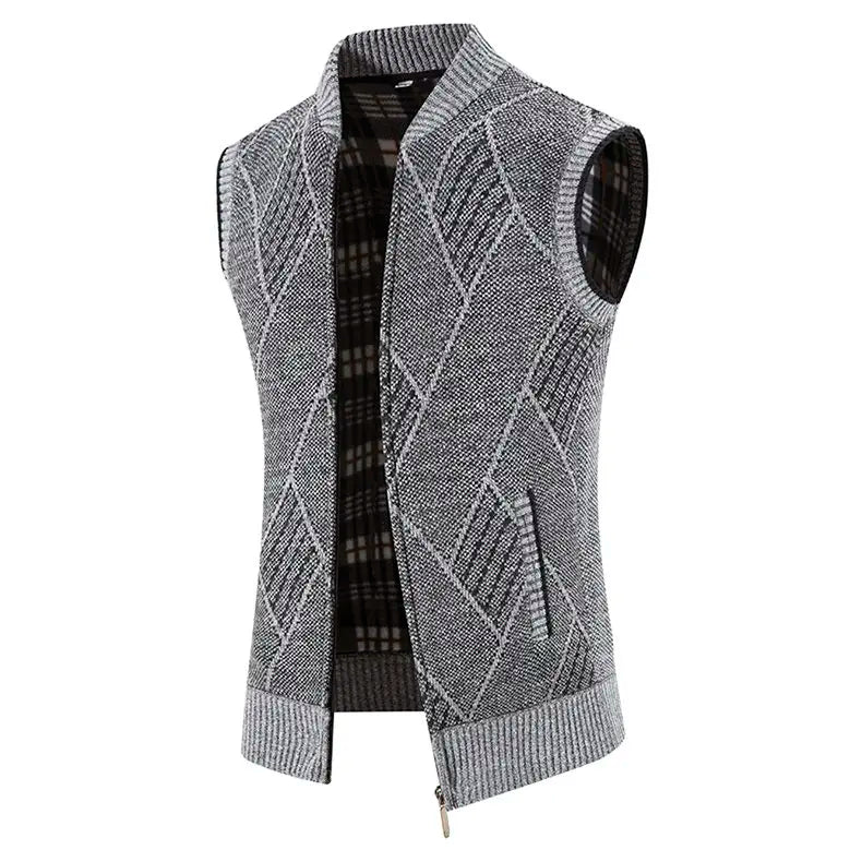 Men Wool Sweaters Vest 2024 Autumn Winter Fleece Warm Casual Zipper Cashmere Sleeveless Solid Knitted Sweater Veste Men Clothes