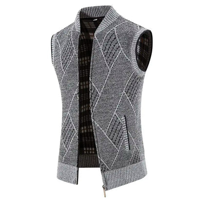 Men Wool Sweaters Vest 2024 Autumn Winter Fleece Warm Casual Zipper Cashmere Sleeveless Solid Knitted Sweater Veste Men Clothes