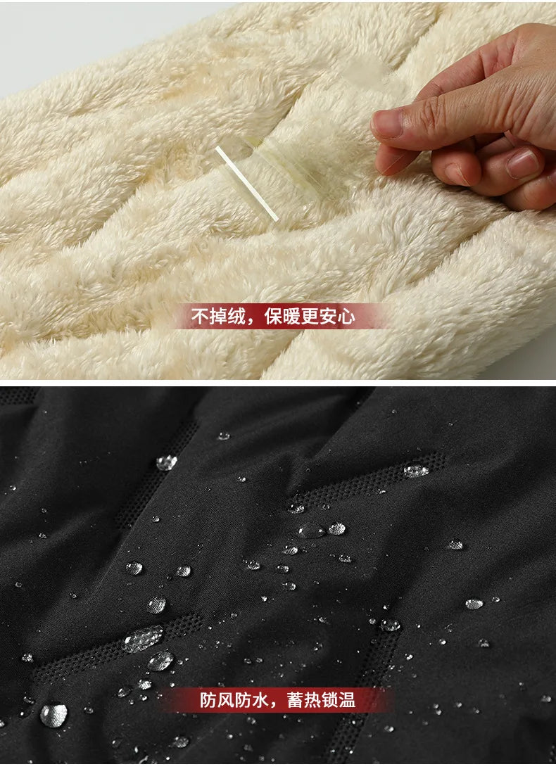Lamb Plush Cotton Jacket and Winter Pants for Men Plush and Thickened Two-piece Warm Set Cross-border Large Size Coat and Pants