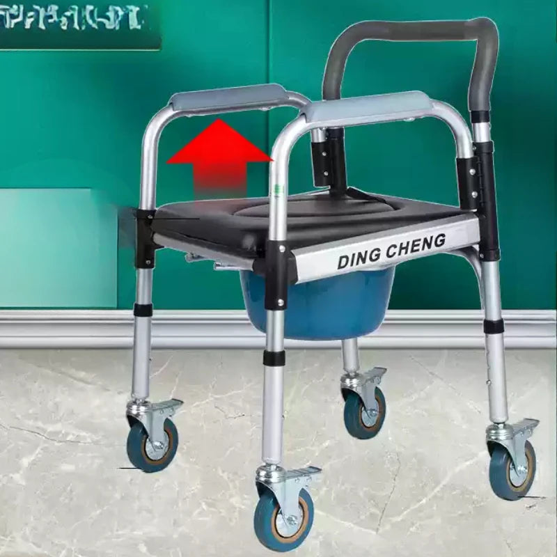 Senior Furniture Folding Hand Brake Trolleys Handle Stool Light Weight Seat Adjustable Luggage Trolley Stainless Steel Chair