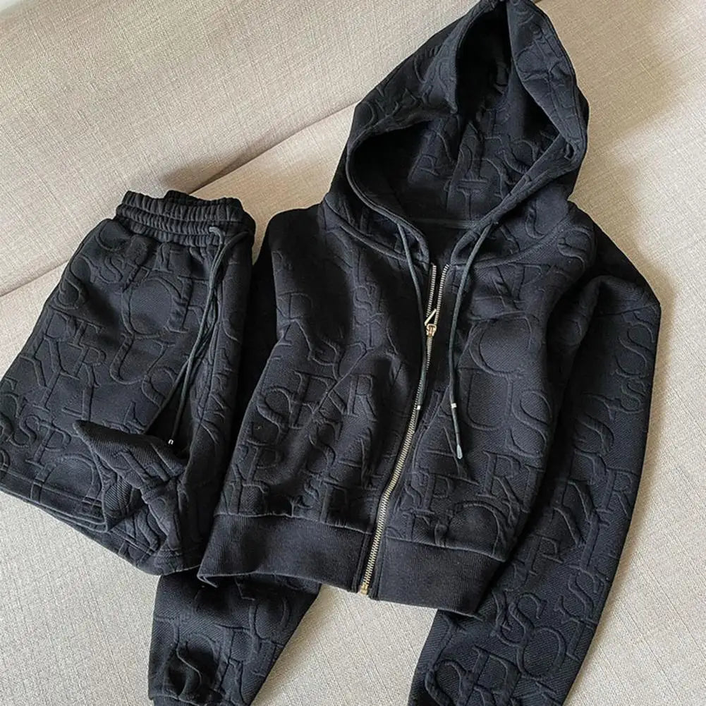 Women Loose Fit Coat Shorts Set Women's Hoodie Shorts Set with High Waist Trousers Zip-up Hooded Coat Long Sleeves for Active