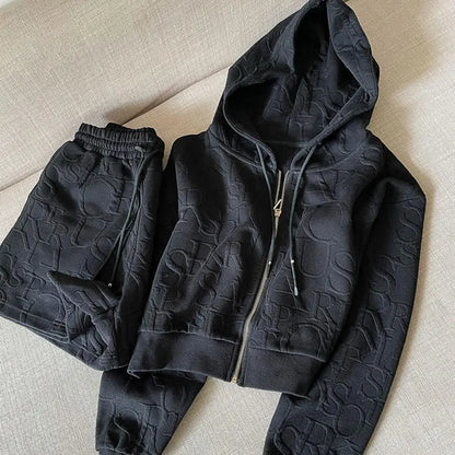 Women Loose Fit Coat Shorts Set Women's Hoodie Shorts Set with High Waist Trousers Zip-up Hooded Coat Long Sleeves for Active